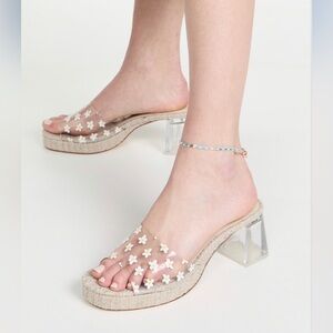 NEW Larroude Jenn Lucite Sandals, Size 9 Floral Heels